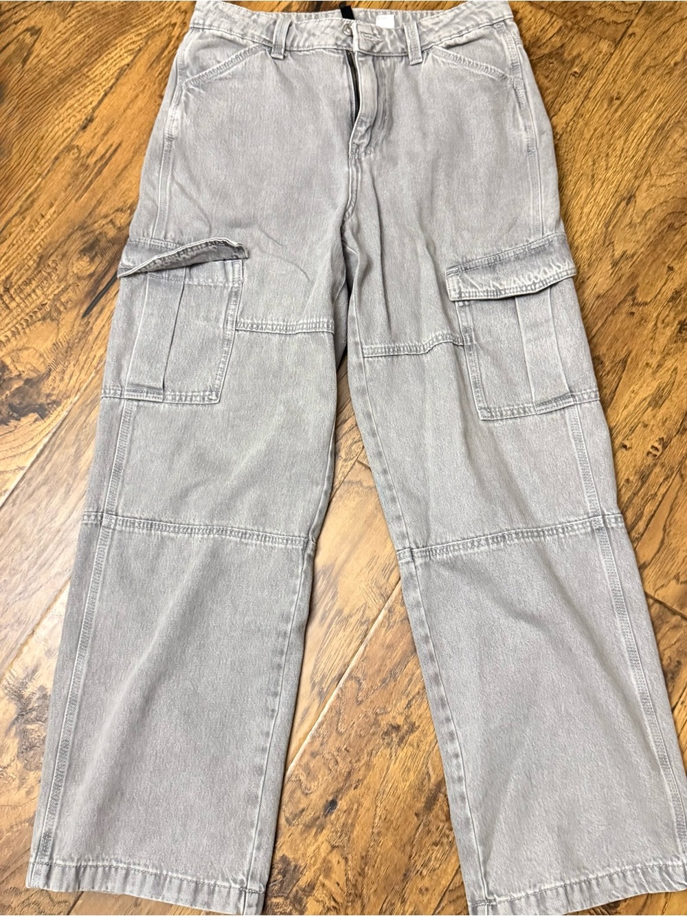 H&M Wide Leg Cargo Pants - Light Gray
